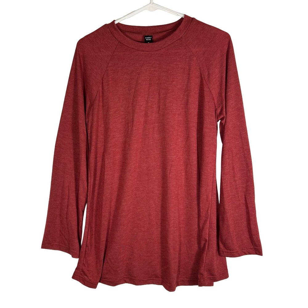 Emery Rose Womens‎ Heather Red Raglan Long Sleeve Crew Neck Top Size M JIT195135